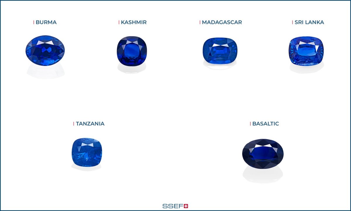 Натуральные сапфиры разных месторождений